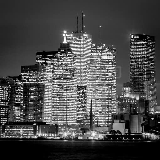 Matte Black MDF Framed Black and White Toronto Photograph: The Scotia Bank Tower in a Square Matte Black MDF Frame