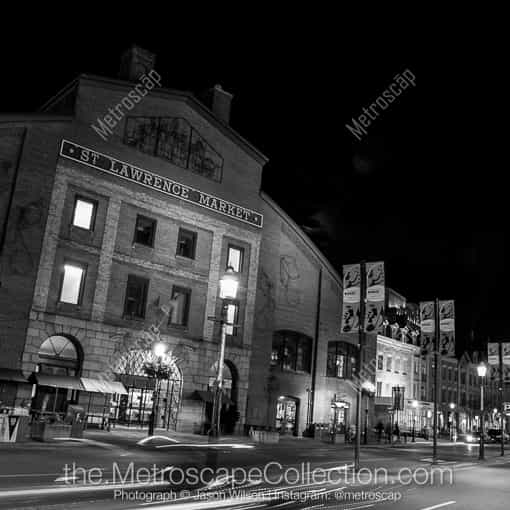 Matte Black MDF Framed Black and White Toronto Photograph: The St. Lawrence Market in a Square Matte Black MDF Frame