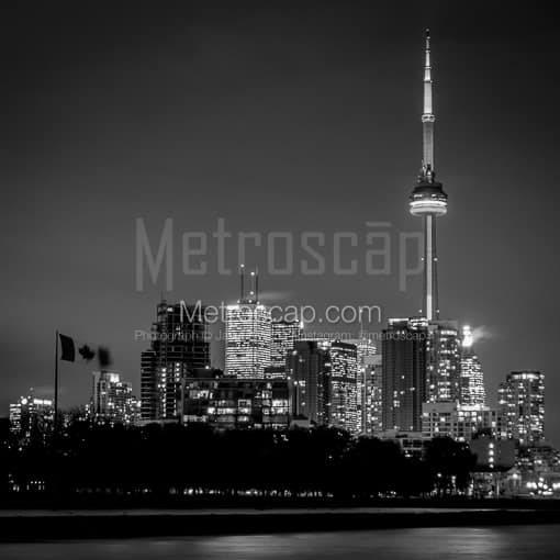 Matte Black MDF Framed Black and White Toronto Photograph: The Toronto Skyline in a Square Matte Black MDF Frame