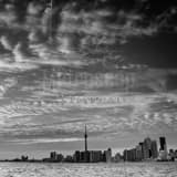 Toronto Skyline Whispy Clouds Black and White Square Toronto Skyline Whispy Clouds black and white