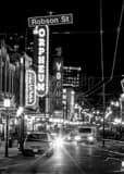 Granville Ave Downtown Vancouver Black and White Vertical Granville Ave Downtown Vancouver black and white