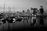 Sailboats Docked On False Creek Black and White Horizontal Sailboats Docked On False Creek black and white