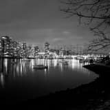 Vancouver Skyline Over False Creek Black and White Square Vancouver Skyline Over False Creek black and white