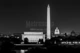 The Washington D.C. Skyline at Night black and white Pictures Horizontal The Washington D.C. Skyline at Night black and white Pictures