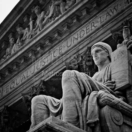 Matte Black MDF Framed Black and White Washington DC Photograph: The Supreme Court Capstone in a Square Matte Black MDF Frame