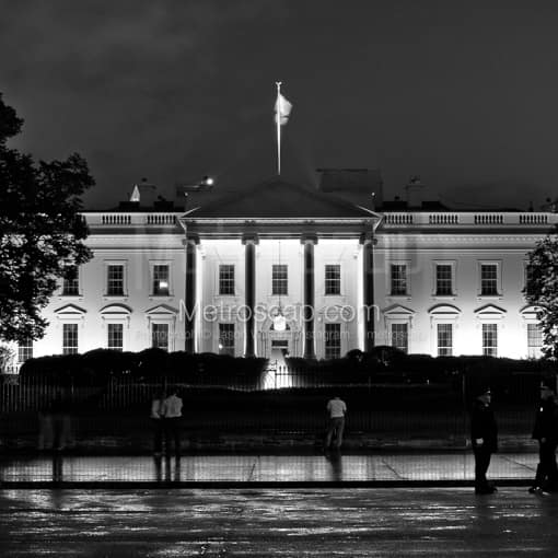 Matte Black MDF Framed Black and White Washington DC Photograph: The White House in a Square Matte Black MDF Frame