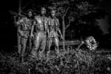 Three Soldiers Statue Black and White Horizontal Three Soldiers Statue black and white
